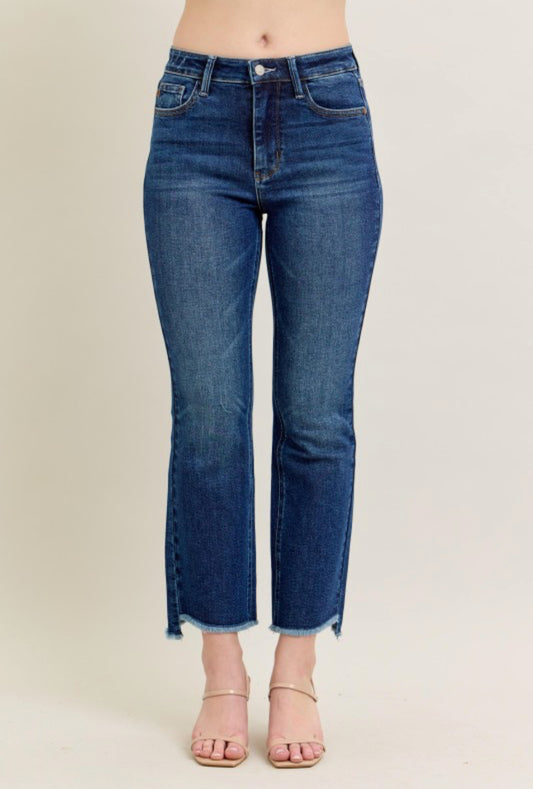 Judy Blue Dark Wash Kick Flare w/Raw Hem