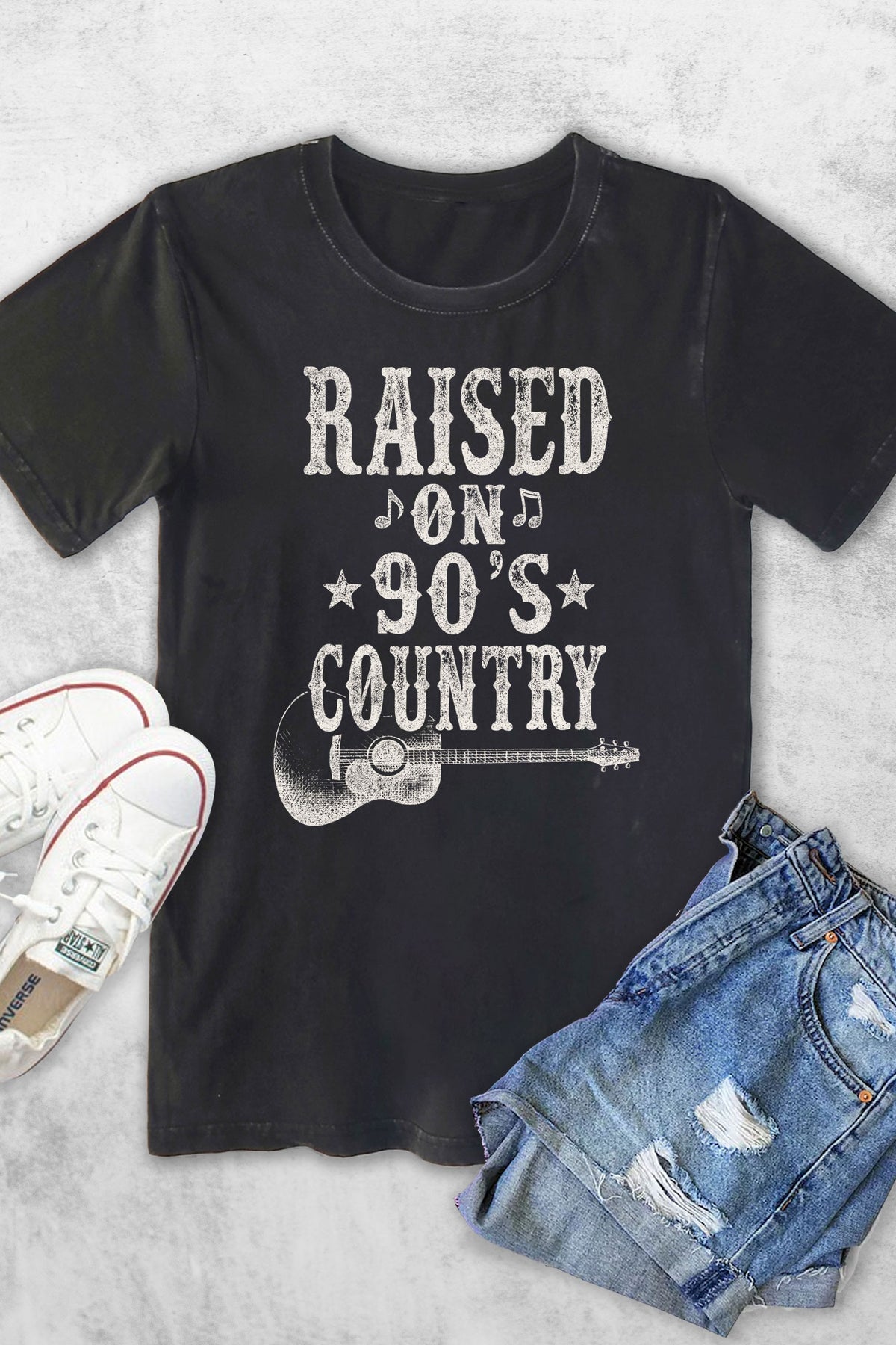 Black Raised On 90's Country Music Women's Vintage Tee