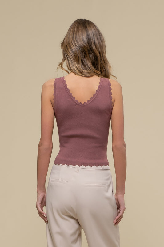 Dusty Mauve Scallop Edge Tank