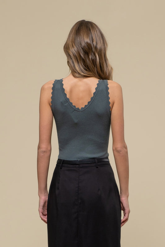 Olive Scallop Edge Tank