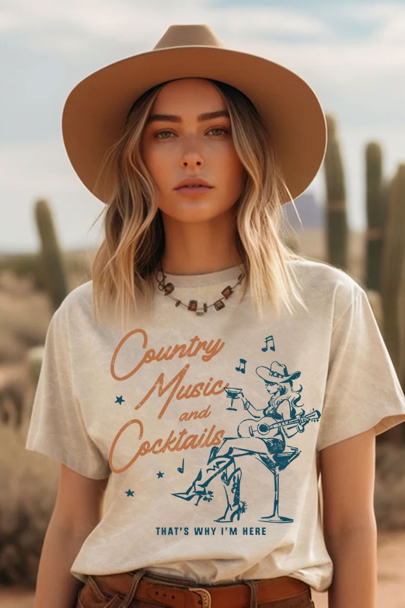 Country Music & Cocktails Graphic Top