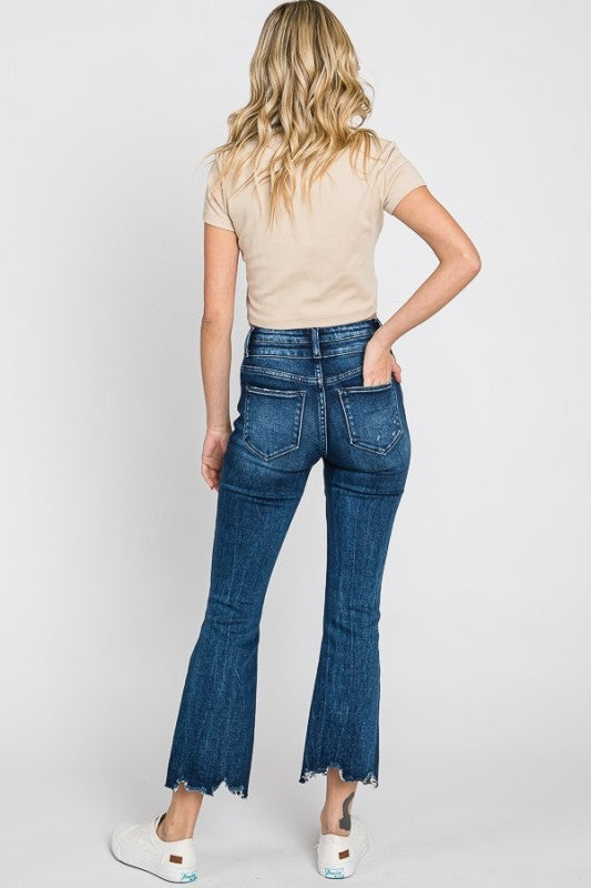 Petra High Rise Crop Bootcut W/ Frayed Hem Jeans