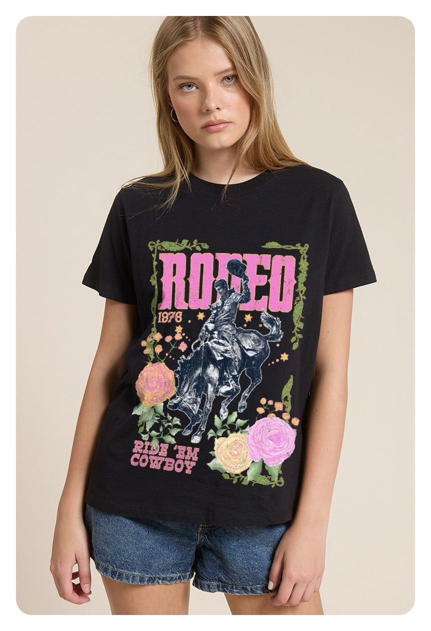 Rodeo 1976 Ride 'em Cowboy Western Graphic Tee