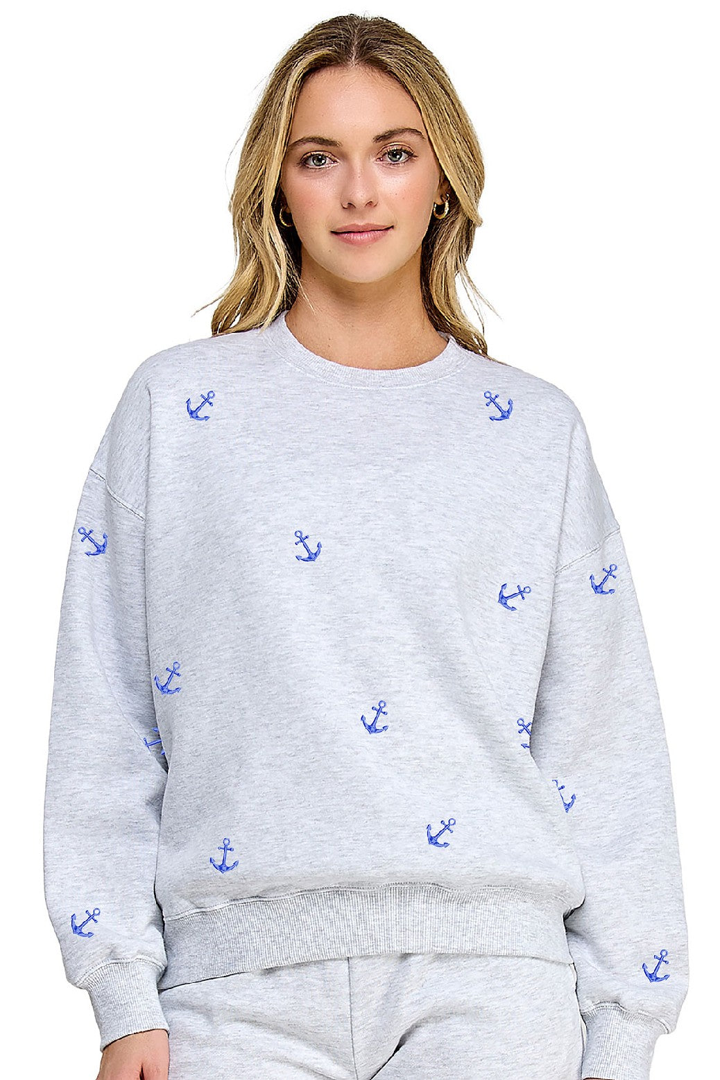 Anchor Embroidered Crew Neck Sweatshirt