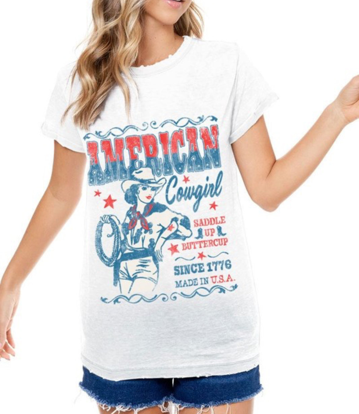 American Cowgirl Burn out Graphic Tee
