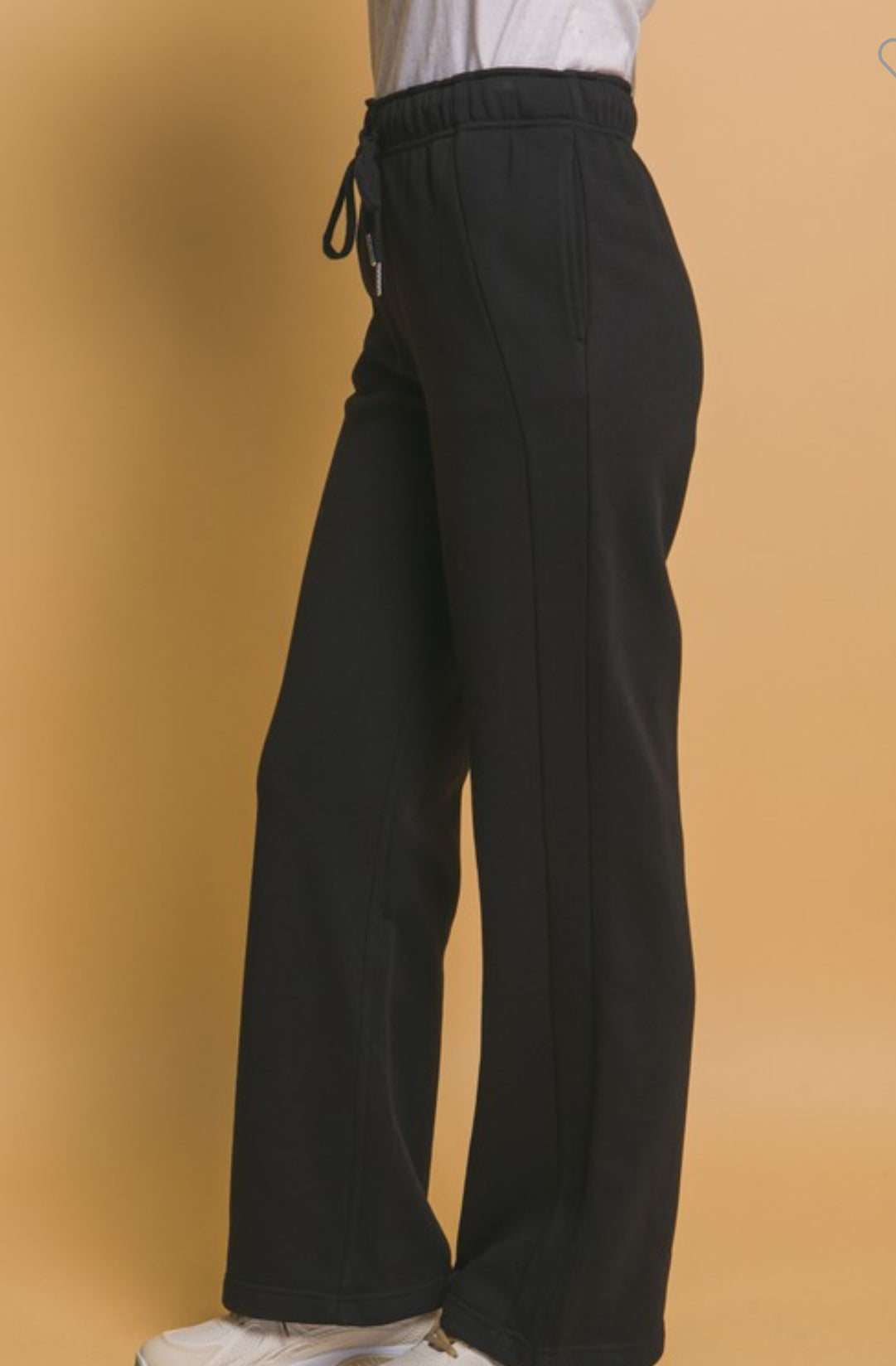 Black Elastic Drawstring Wide Leg Sweatpants - Main Image
