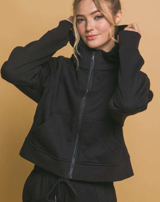 Black Zip Up Hooded Sweatshirt