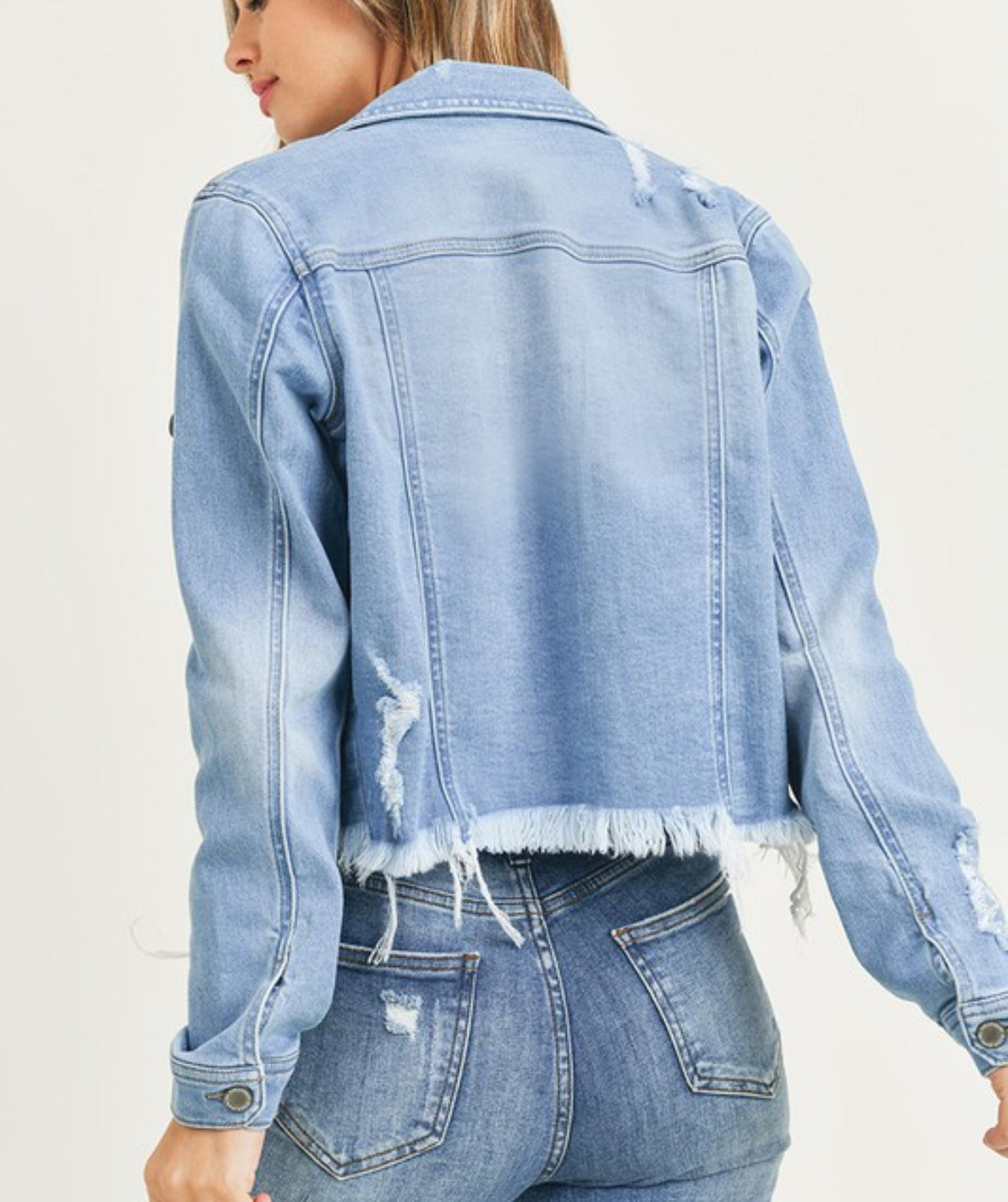 Risen Light Wash Vintage Frayed Denim Jacket