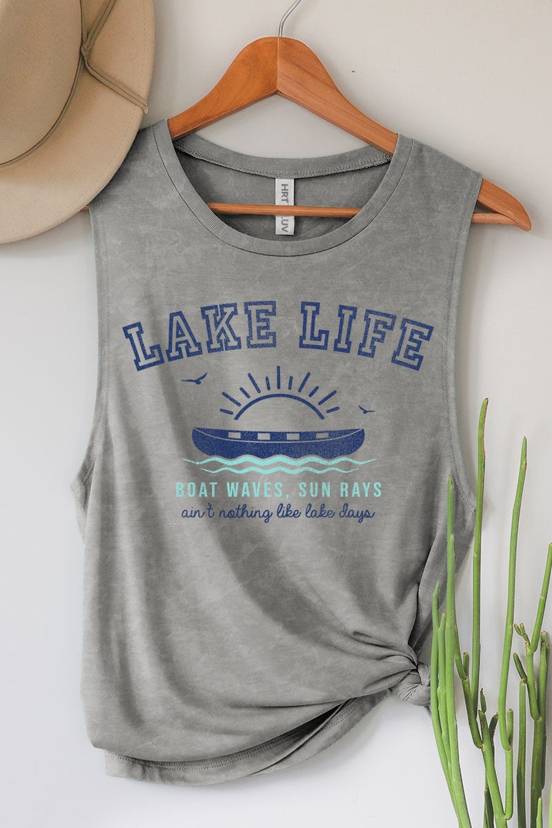 Vintage Blue Lake Life Graphic Tank