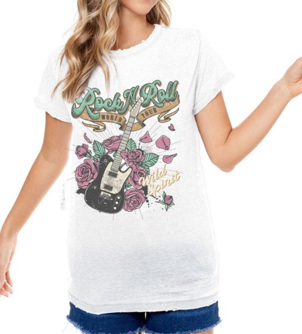 Rock N Roll Wild Spirit Burn Out Graphic Top
