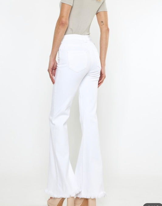 KanCan Chalene High Rise White Flares