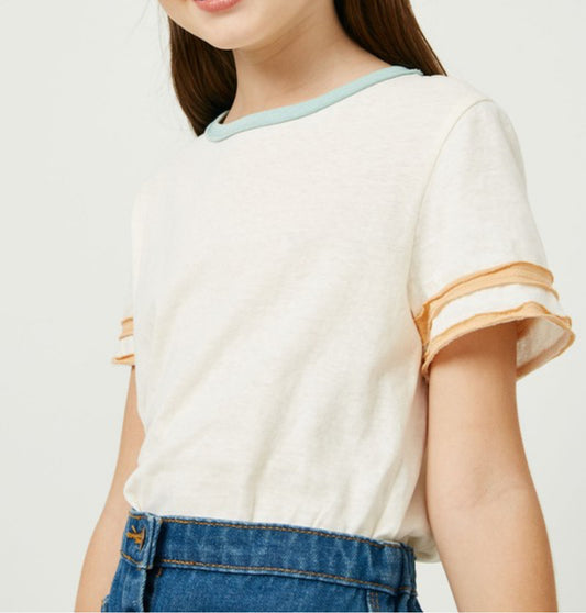 Girls Color Stripe Ivory TShirt