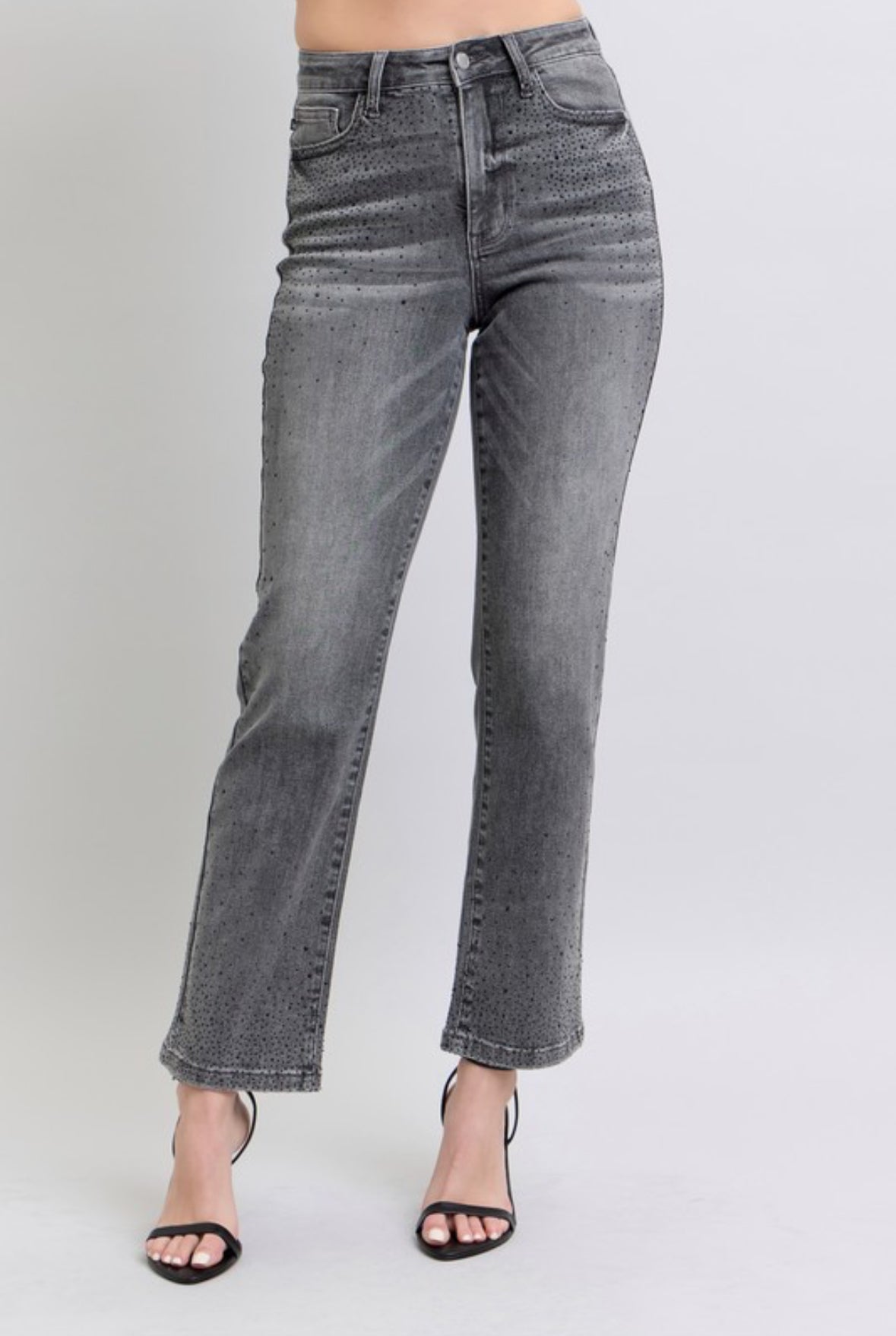 Judy Blue Grey Rhinestone High Waist Jean