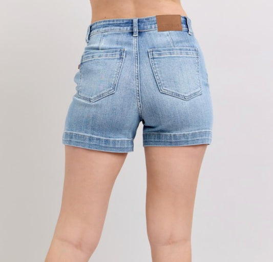Judy Blue Light Wash Denim Trouser Shorts