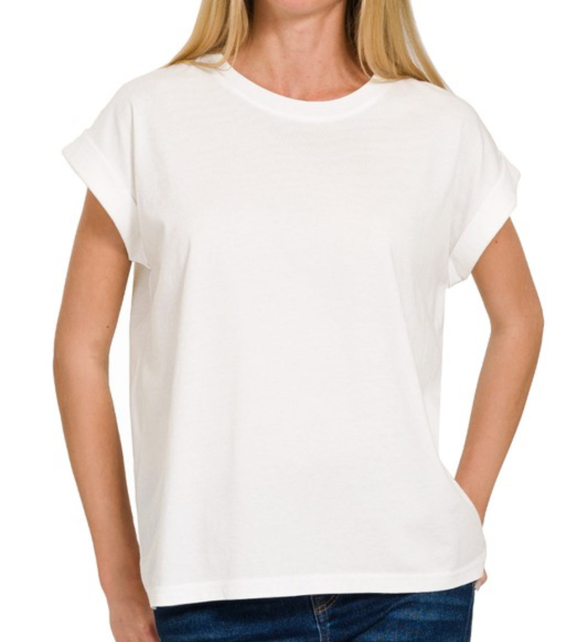 Classic White Rolled Sleeve T-Shirt
