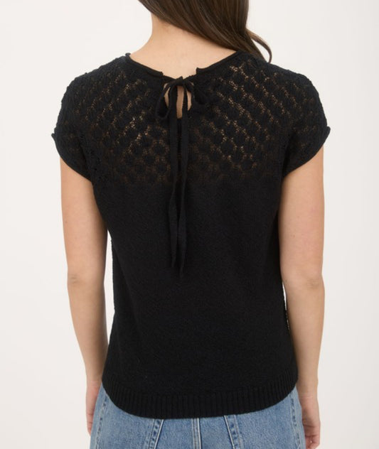 Black Eyelet Sweater w/ Tie