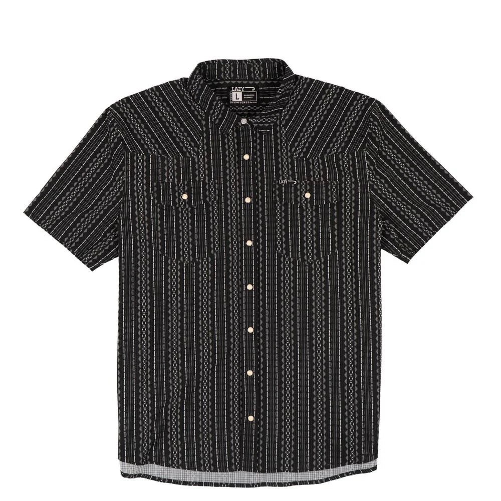 Lazy J Men's Black Pearl Snap Short Sleeve