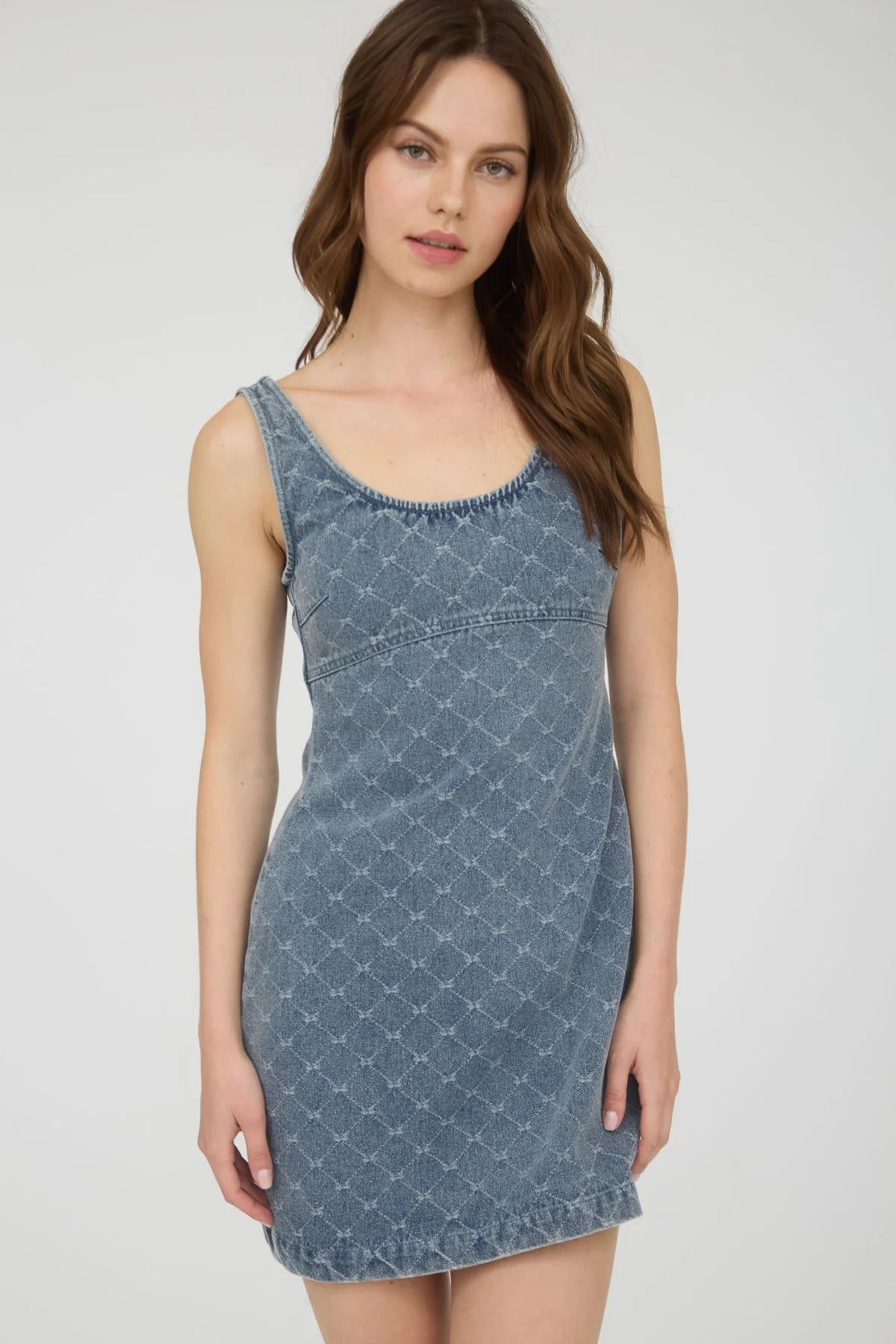 Denim Bow Mini Dress