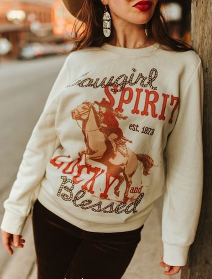 Ivory Cowgirl Spirit Long Sleeve Sweatshirt