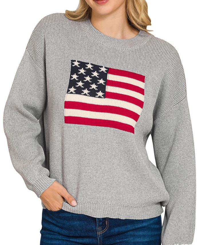 American flag crew neck sweater