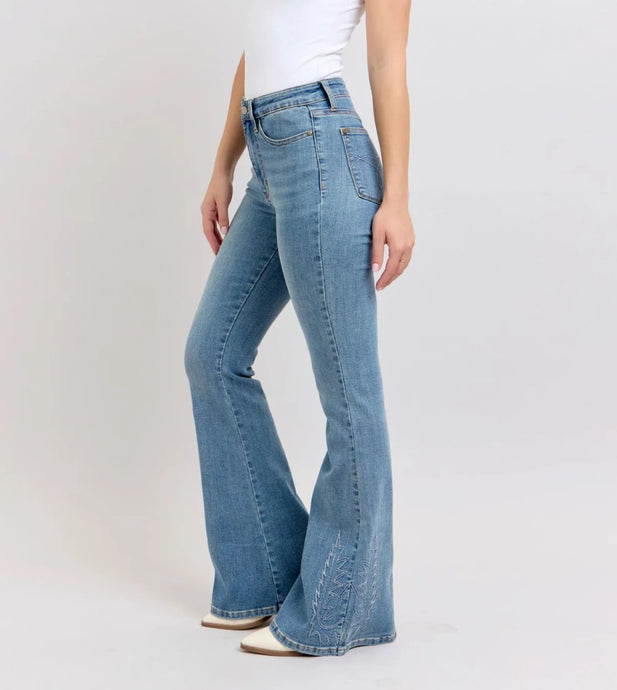 Judy Blue Western Embroidered Detail Flare