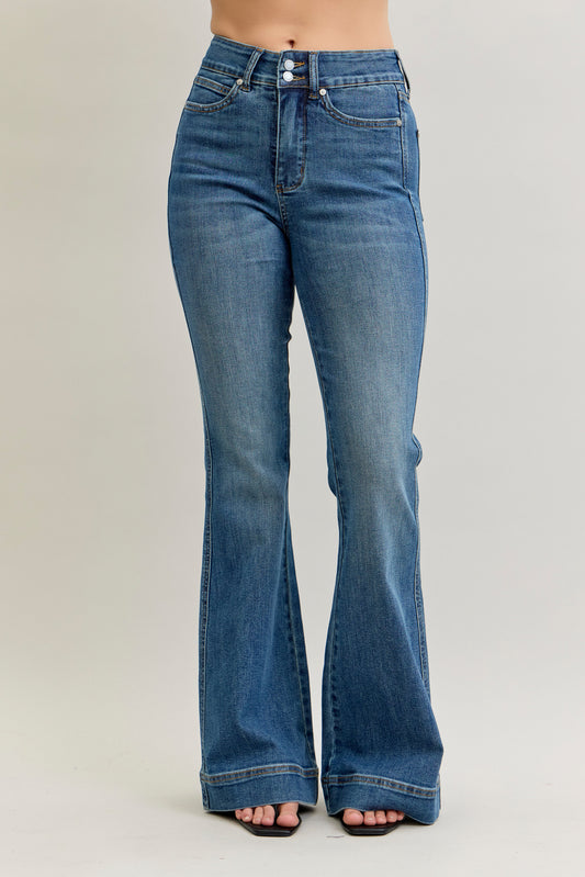 Judy Blue Double Button High Waist Trouser Flare