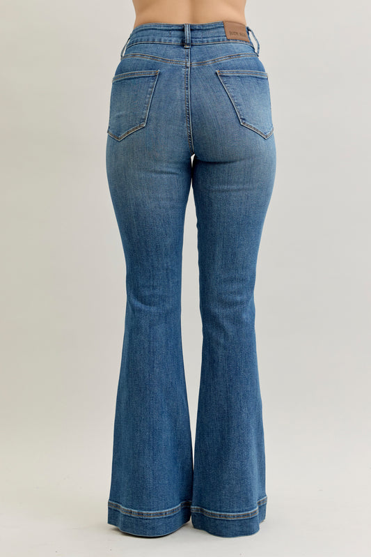 Judy Blue Double Button High Waist Trouser Flare