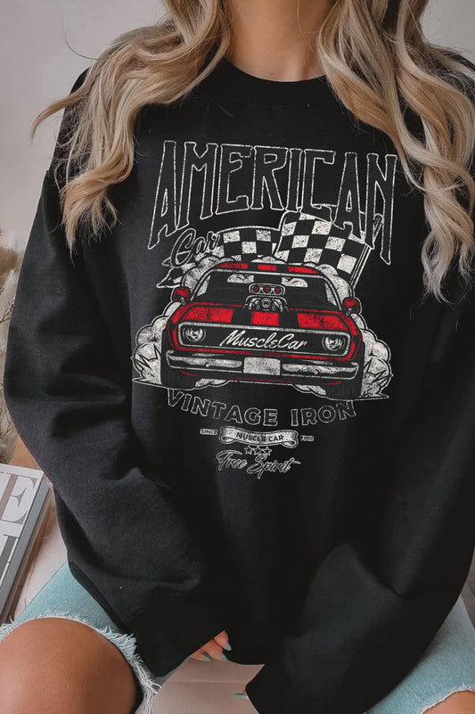 American Muscle Car Graphic Brushed Sweatshirts