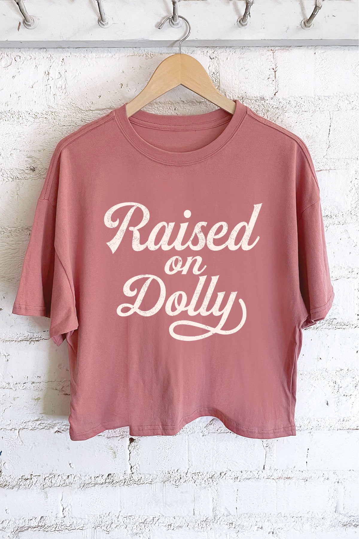 Mauve Raised on Dolly Cut off Graphic Tee