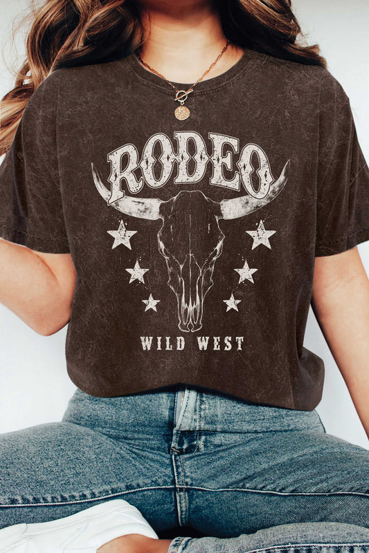 Rodeo Cow Skull Wild West Mineral Graphic Tshirt