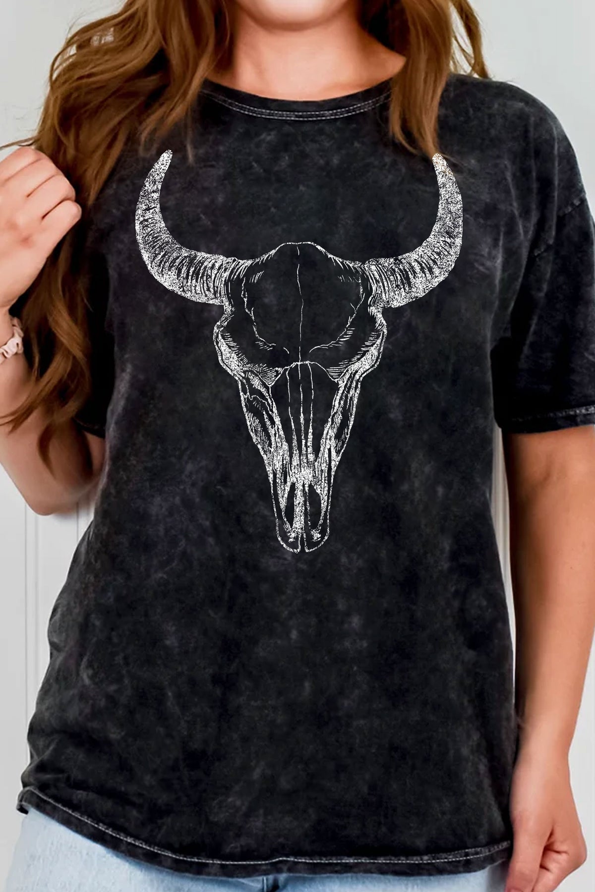 Mineral Cow Skull Graphic Tee Black