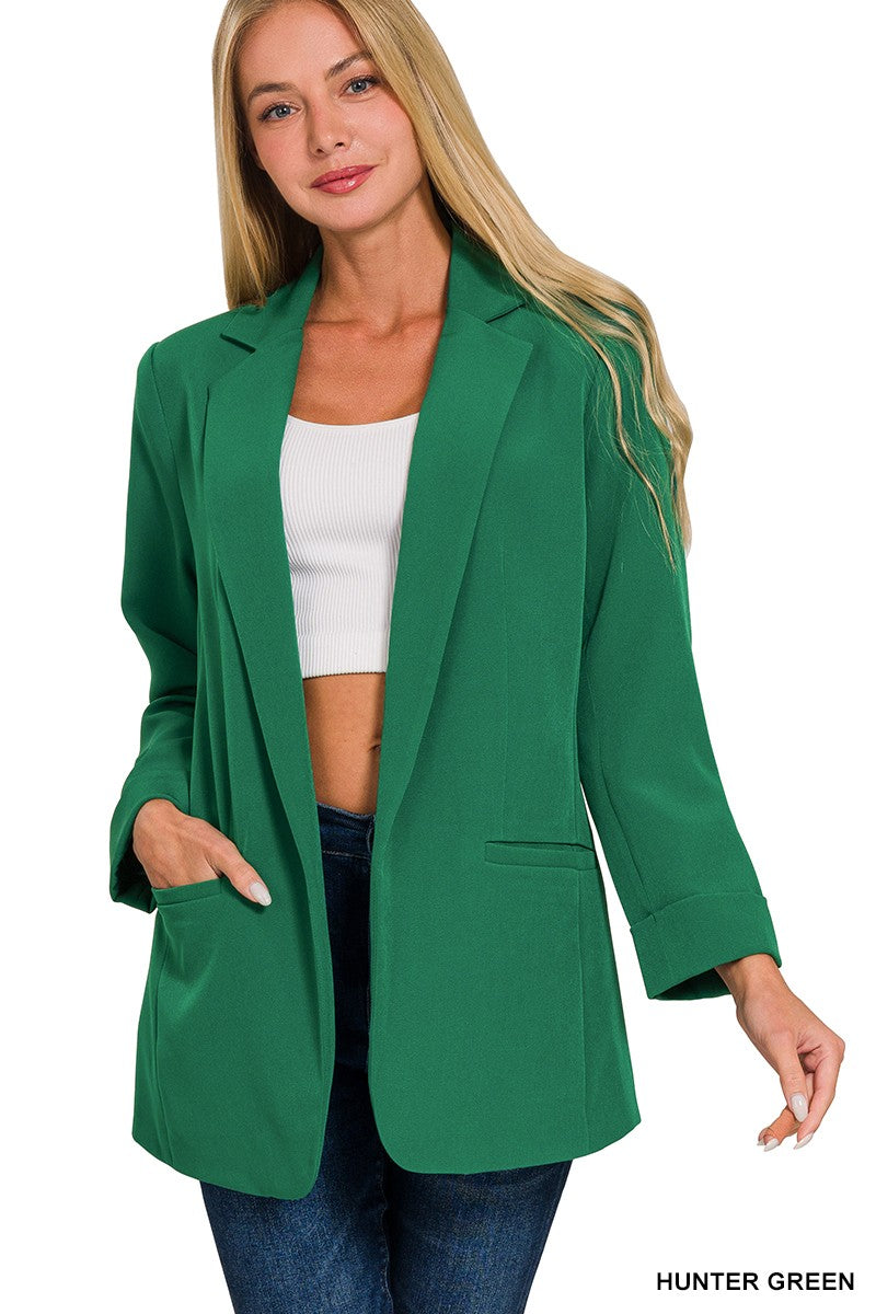 Emerald Green Open Front Classic Blazer