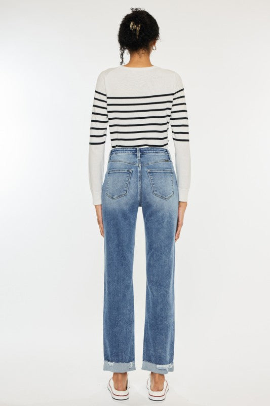 KanCan High Rise Slim Straight Jeans w/Double Button