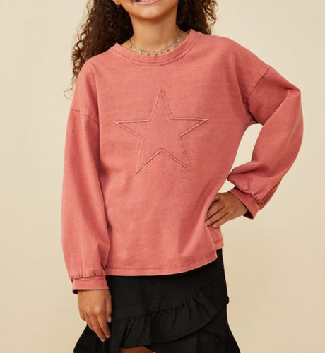 Youth Red Star Long Sleeve Top