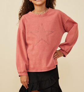 Youth Red Star Long Sleeve Top