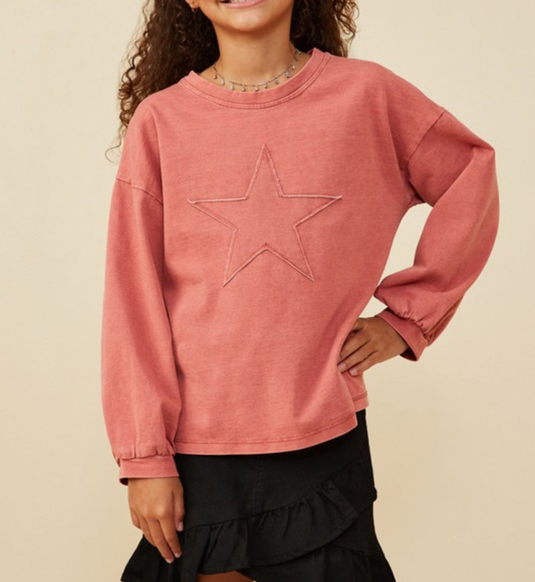 Youth Red Star Long Sleeve Top