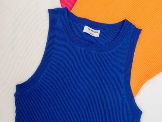 Royal Blue Round Neck Ribbed Knit Tank Top