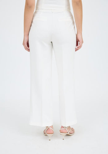 Ivory High Waist Front Pleat Wide Leg Dress Pant