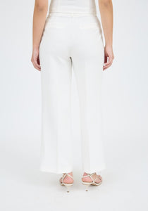 Ivory High Waist Front Pleat Wide Leg Dress Pant