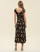 Load image into Gallery viewer, Black Floral V Neck Midi Dress