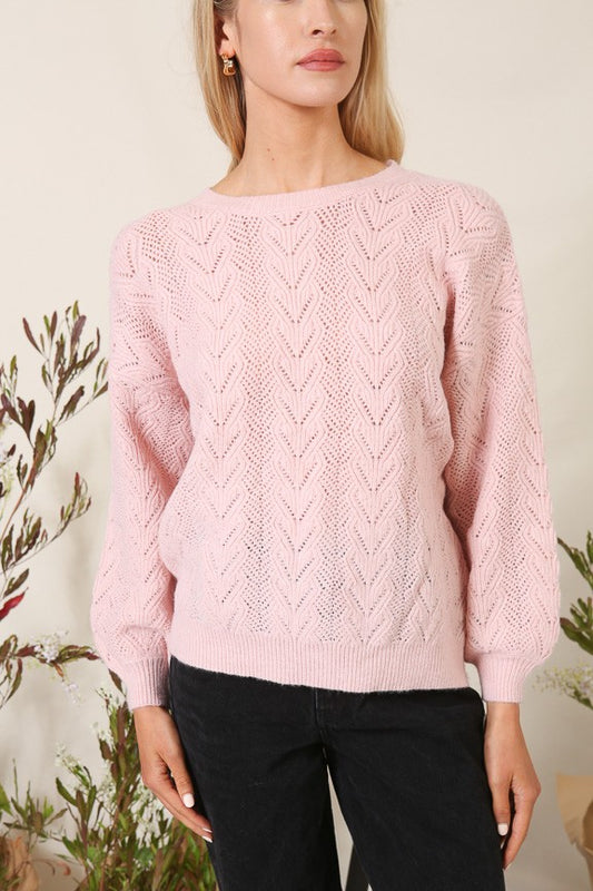 Pink Pointelle Light Weight Sweater