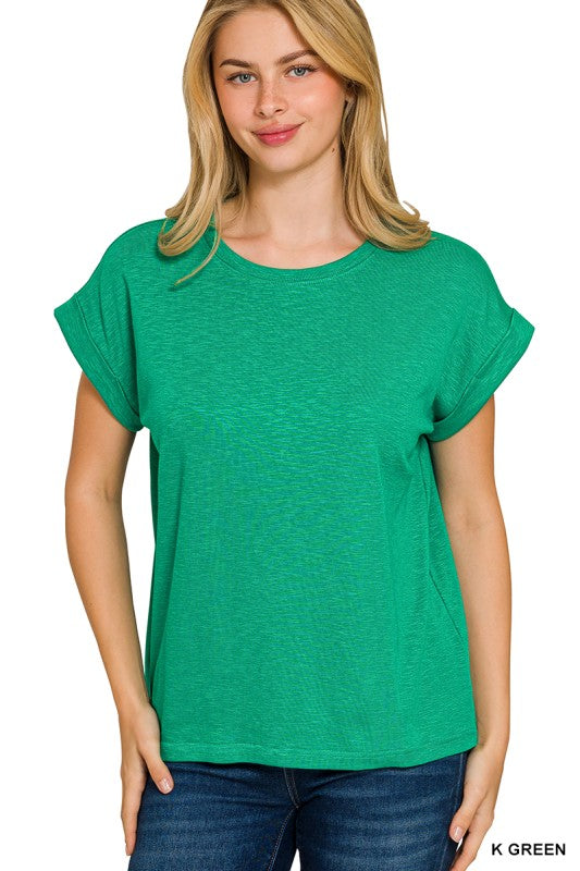Kelly Green Rolled Sleeve T-Shirt
