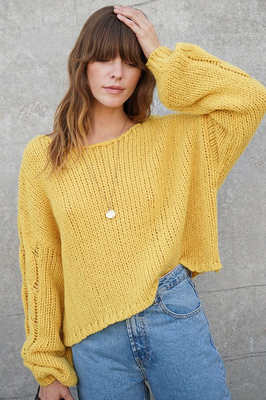Mustard Cable Knit Sweater