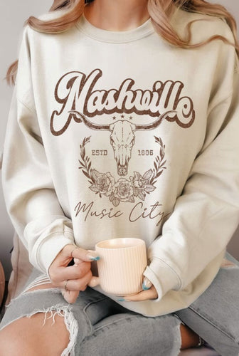 Oat Nashville Bull Skull Sweatshirt