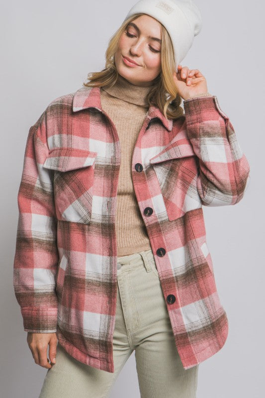 Pink Sherpa Lined Shacket
