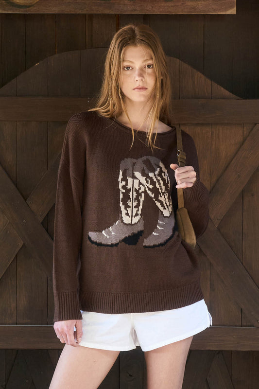 Brown Boot Knit Sweater