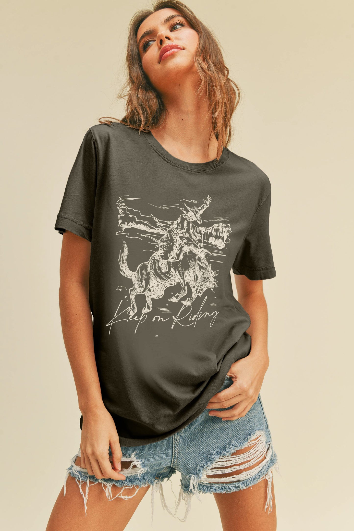 Charcoal Keep On Riding Graphic Tee