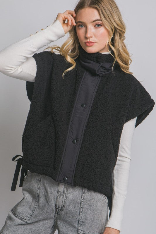 Black Teddy Sherpa Oversized Vest