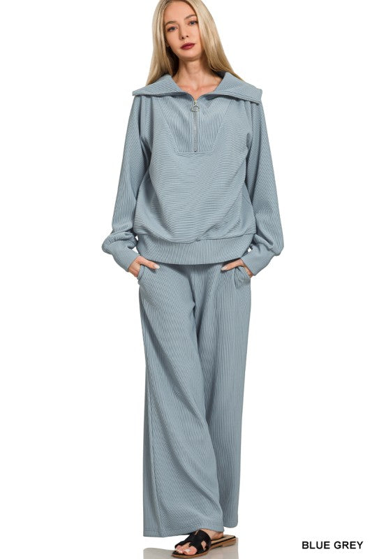 Dusty Blue Ribbed Set