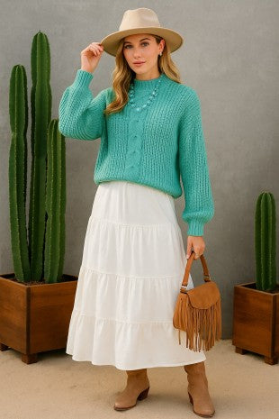 Turquoise Cable Knit Sweater